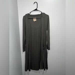Chaser Long Dark Green Hooded Cardigan